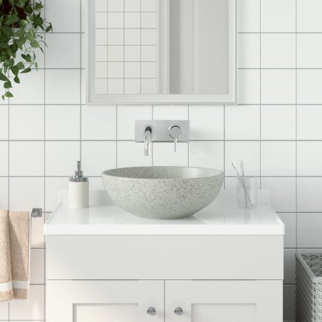 vidaXL Aufsatzwaschbecken Grau Rund Ø41x14 cm Keramik