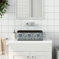 vidaXL Aufsatzwaschbecken Schwarz Blau Rechteckig 46x35,5x13cm Keramik