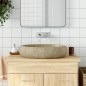 vidaXL Aufsatzwaschbecken Sandfarben Oval 59x40x15 cm Keramik vidaXL Aufsatzwaschbecken Sandfarben Oval 59x40x15 cm Keramik
