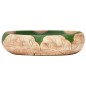 vidaXL Aufsatzwaschbecken Grün und Braun Oval 59x40x15 cm Keramik vidaXL Aufsatzwaschbecken Grün und Braun Oval 59x40x15 cm Keramik