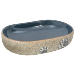 vidaXL Aufsatzwaschbecken Sandfarben Blau Oval 59x40x14 cm Keramik
