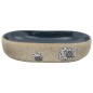 vidaXL Aufsatzwaschbecken Sandfarben Blau Oval 59x40x14 cm Keramik vidaXL Aufsatzwaschbecken Sandfarben Blau Oval 59x40x14 cm Keramik