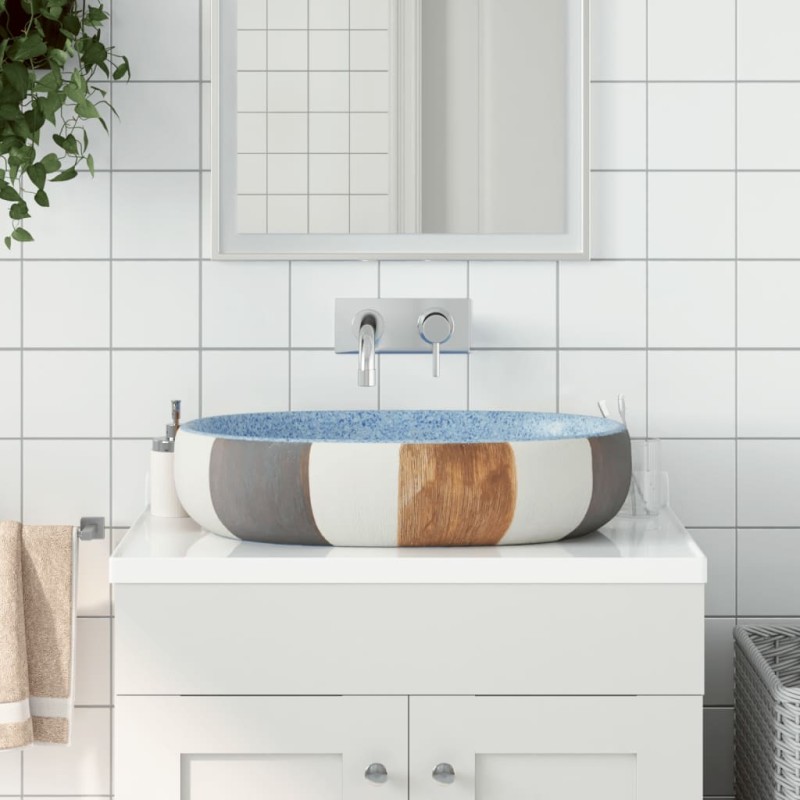 vidaXL Aufsatzwaschbecken Mehrfarbig Oval 59x40x14 cm Keramik vidaXL Aufsatzwaschbecken Mehrfarbig Oval 59x40x14 cm Keramik
