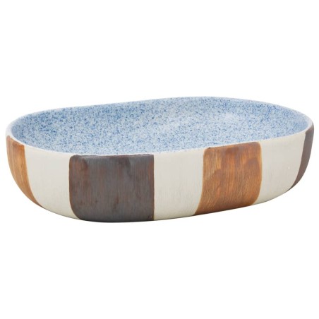 vidaXL Aufsatzwaschbecken Mehrfarbig Oval 59x40x14 cm Keramik