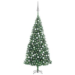 vidaXL Künstlicher Weihnachtsbaum Beleuchtung & Kugeln LEDs 300cm Grün