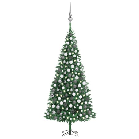 vidaXL Künstlicher Weihnachtsbaum Beleuchtung & Kugeln LEDs 300cm Grün