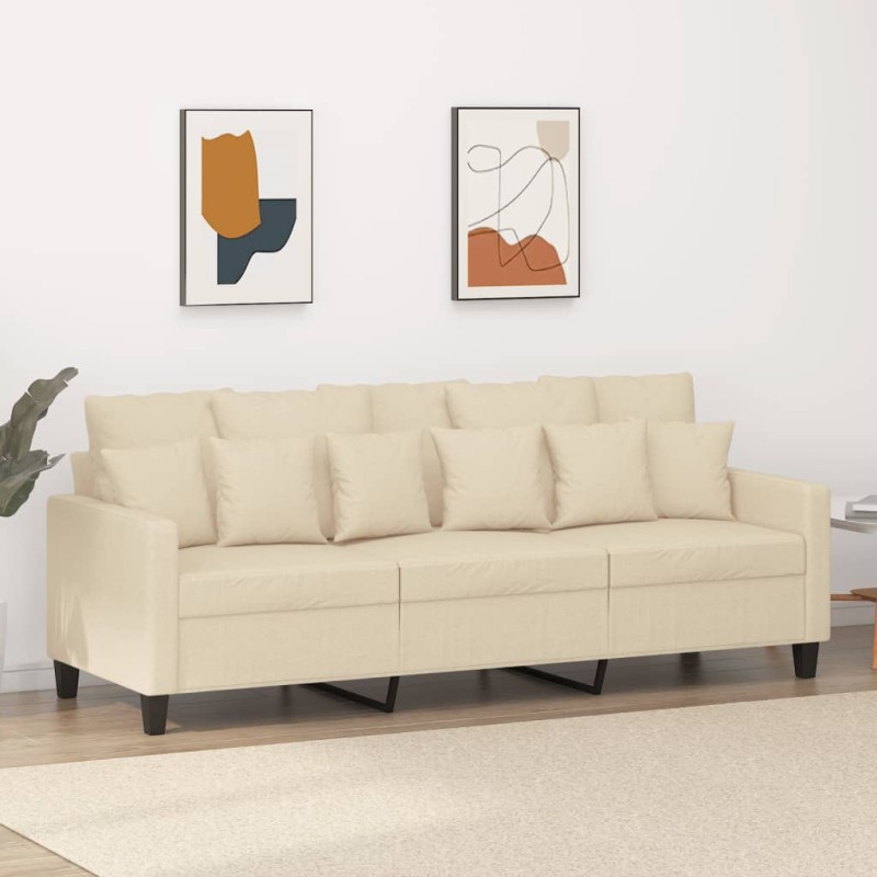 vidaXL 3-Sitzer-Sofa Creme 180 cm Stoff vidaXL 3-Sitzer-Sofa Creme 180 cm Stoff