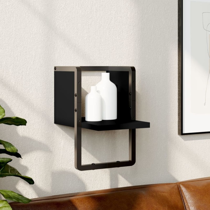 vidaXL Wandregal mit Stange Schwarz 20x25x30 cm vidaXL Wandregal mit Stange Schwarz 20x25x30 cm
