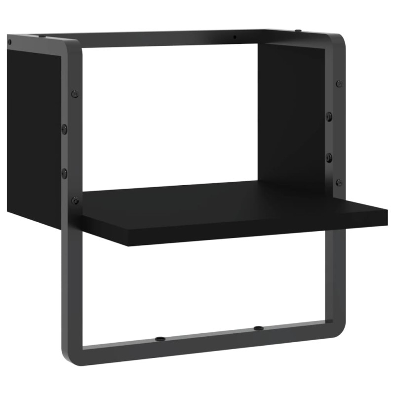 vidaXL Wandregal mit Stange Schwarz 30x25x30 cm vidaXL Wandregal mit Stange Schwarz 30x25x30 cm