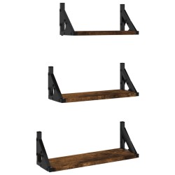 vidaXL 3-tlg. Wandregal-Set Räuchereiche Holzwerkstoff