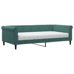 vidaXL Tagesbett mit Matratze Dunkelgrün 100x200 cm Samt