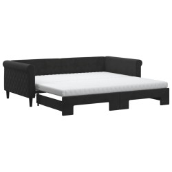 vidaXL Tagesbett Ausziehbar mit Matratzen Schwarz 100x200 cm Samt