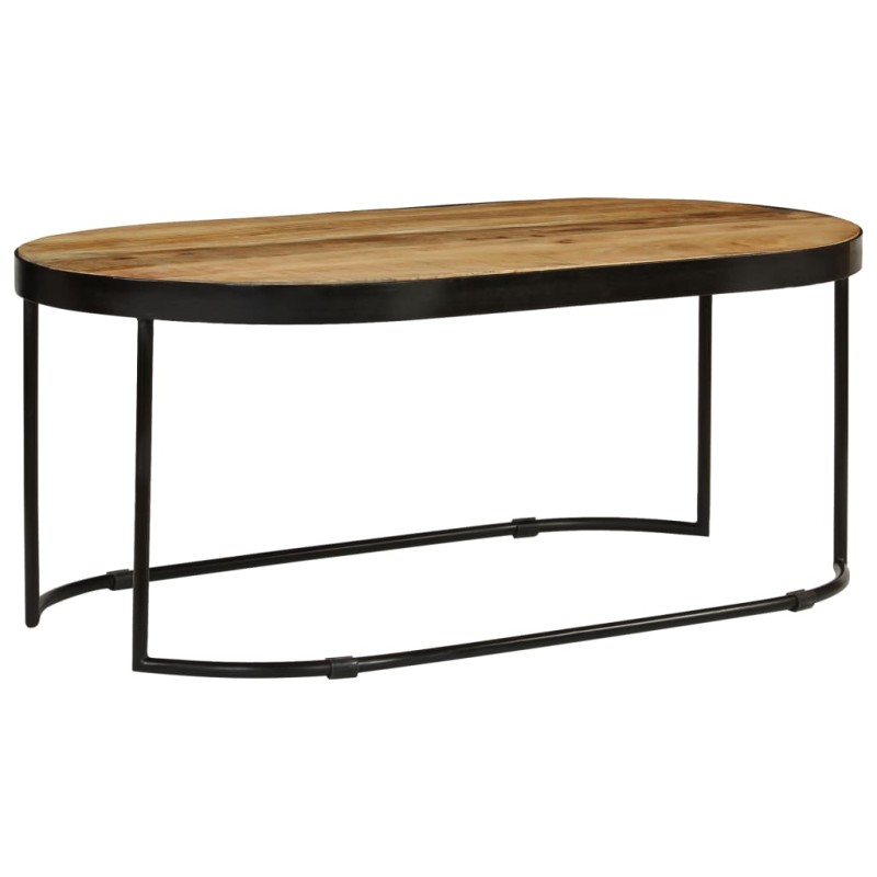 vidaXL Couchtisch Oval Raues Mango-Massivholz und Stahl 100 cm vidaXL Couchtisch Oval Raues Mango-Massivholz und Stahl 100 cm