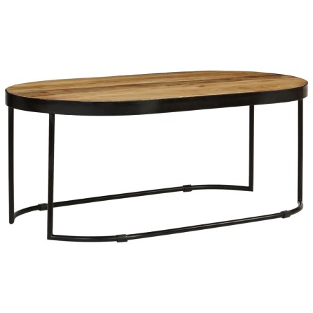vidaXL Couchtisch Oval Raues Mango-Massivholz und Stahl 100 cm