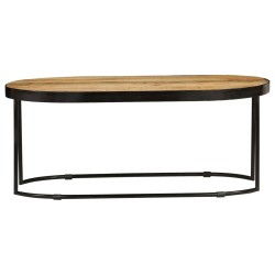 vidaXL Couchtisch Oval Raues Mango-Massivholz und Stahl 100 cm