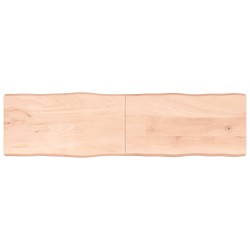 vidaXL Tischplatte 220x60x6 cm Massivholz Eiche Unbehandelt Baumkante
