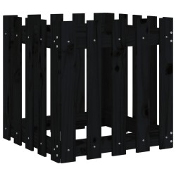 vidaXL Pflanzkübel Lattenzaun-Design Schwarz 50x50x50 cm Kiefernholz