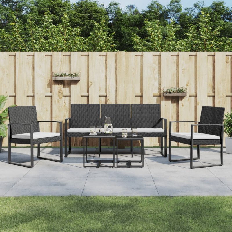 vidaXL 5-tlg. Garten-Essgruppe mit Kissen Schwarz PP-Rattan vidaXL 5-tlg. Garten-Essgruppe mit Kissen Schwarz PP-Rattan