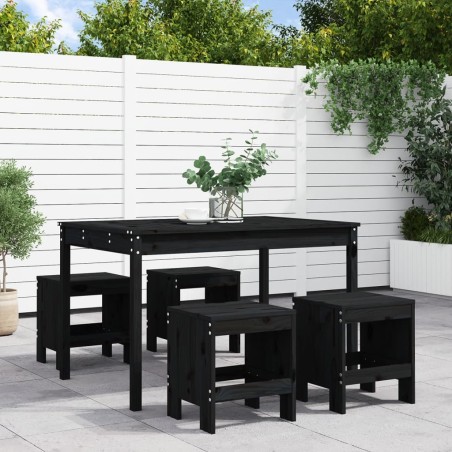 vidaXL 5-tlg. Garten-Essgruppe Schwarz Massivholz Kiefer