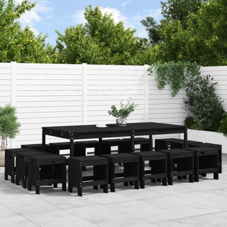 vidaXL 17-tlg. Garten-Essgruppe Schwarz Massivholz Kiefer