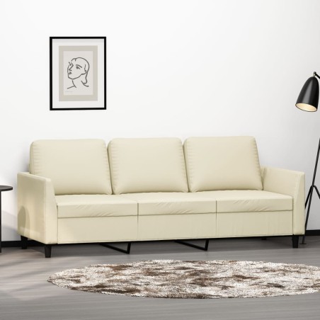 vidaXL 3-Sitzer-Sofa Creme 180 cm Kunstleder