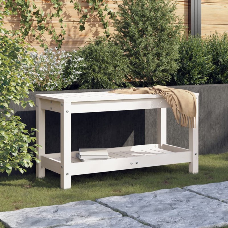 vidaXL Gartenbank Weiß 82,5x35x45 cm Massivholz Kiefer vidaXL Gartenbank Weiß 82,5x35x45 cm Massivholz Kiefer