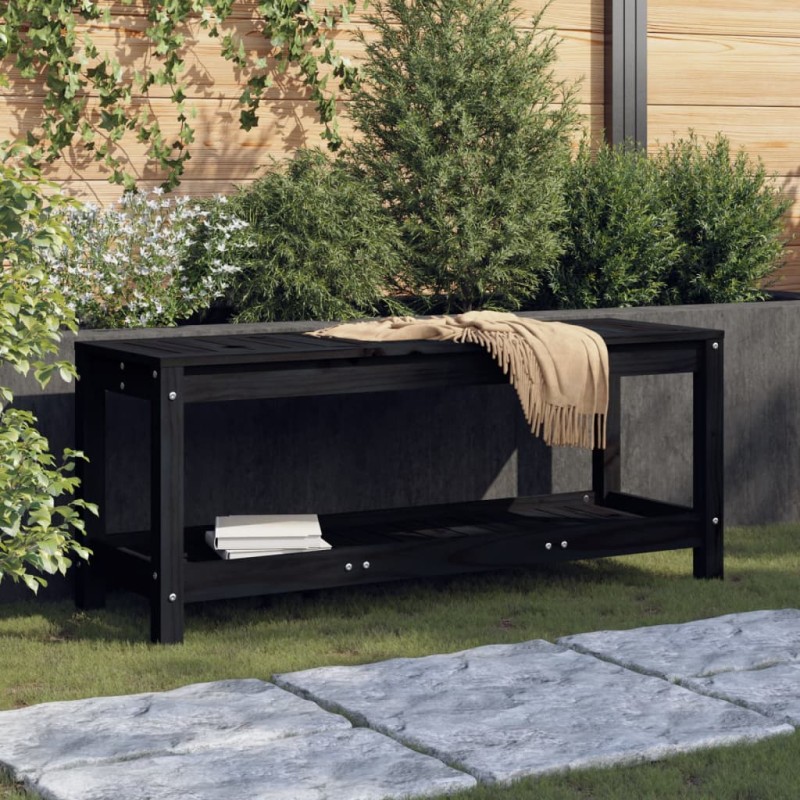 vidaXL Gartenbank Schwarz 108x35x45 cm Massivholz Kiefer vidaXL Gartenbank Schwarz 108x35x45 cm Massivholz Kiefer