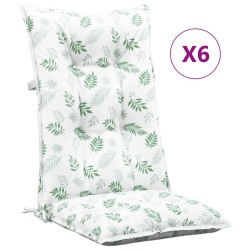 Gartenstuhlauflagen für Hochlehner 6Stk. Blattmuster 120x50x7cm