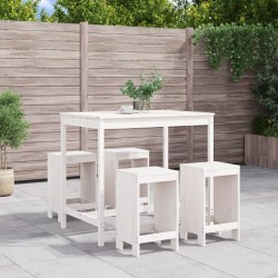 vidaXL 5-tlg. Gartenbar-Set Weiß Massivholz Kiefer