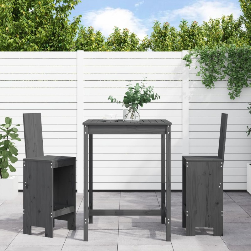 vidaXL 3-tlg. Gartenbar-Set Grau Massivholz Kiefer vidaXL 3-tlg. Gartenbar-Set Grau Massivholz Kiefer