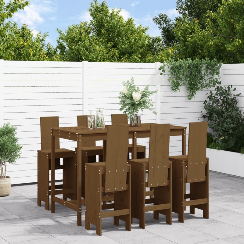 vidaXL 7-tlg. Gartenbar-Set Honigbraun Massivholz Kiefer vidaXL 7-tlg. Gartenbar-Set Honigbraun Massivholz Kiefer
