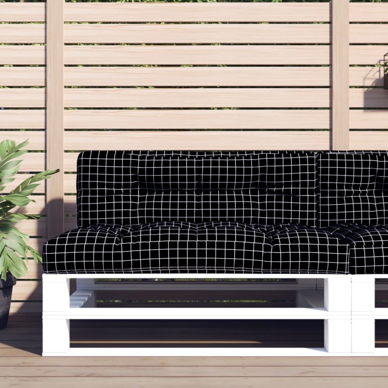 vidaXL Palettenkissen Schwarz Karomuster 120x40x12 cm Stoff vidaXL Palettenkissen Schwarz Karomuster 120x40x12 cm Stoff
