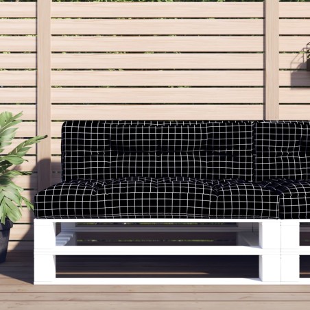 vidaXL Palettenkissen Schwarz Karomuster 120x40x12 cm Stoff