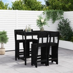 vidaXL 5-tlg. Gartenbar-Set Schwarz Massivholz Kiefer