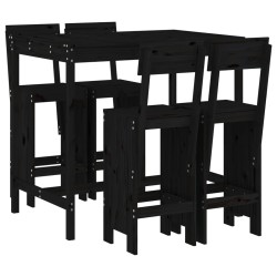 vidaXL 5-tlg. Gartenbar-Set Schwarz Massivholz Kiefer