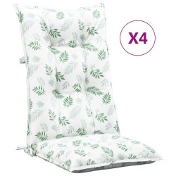 Gartenstuhlauflagen für Hochlehner 4Stk. Blattmuster 120x50x7cm