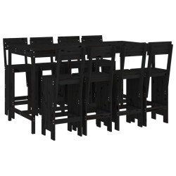vidaXL 9-tlg. Gartenbar-Set Schwarz Massivholz Kiefer