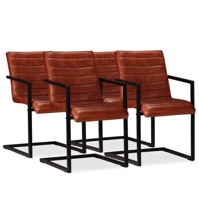 vidaXL Esszimmerstühle 4 Stk. Echtleder Braun vidaXL Esszimmerstühle 4 Stk. Echtleder Braun