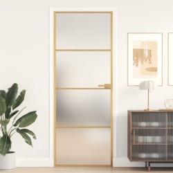 vidaXL Innentür Schlank Golden 76x201,5 cm Hartglas und Aluminium