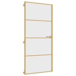 vidaXL Innentür Schlank Golden 93x201,5 cm Hartglas und Aluminium