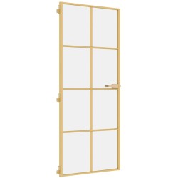vidaXL Innentür Schlank Golden 83x201,5 cm Hartglas und Aluminium
