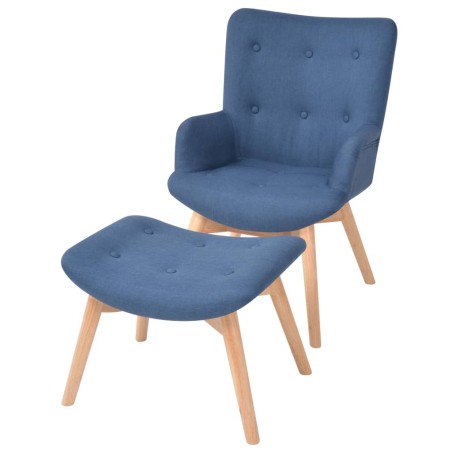 vidaXL Sessel mit Fußhocker Blau Stoff 
