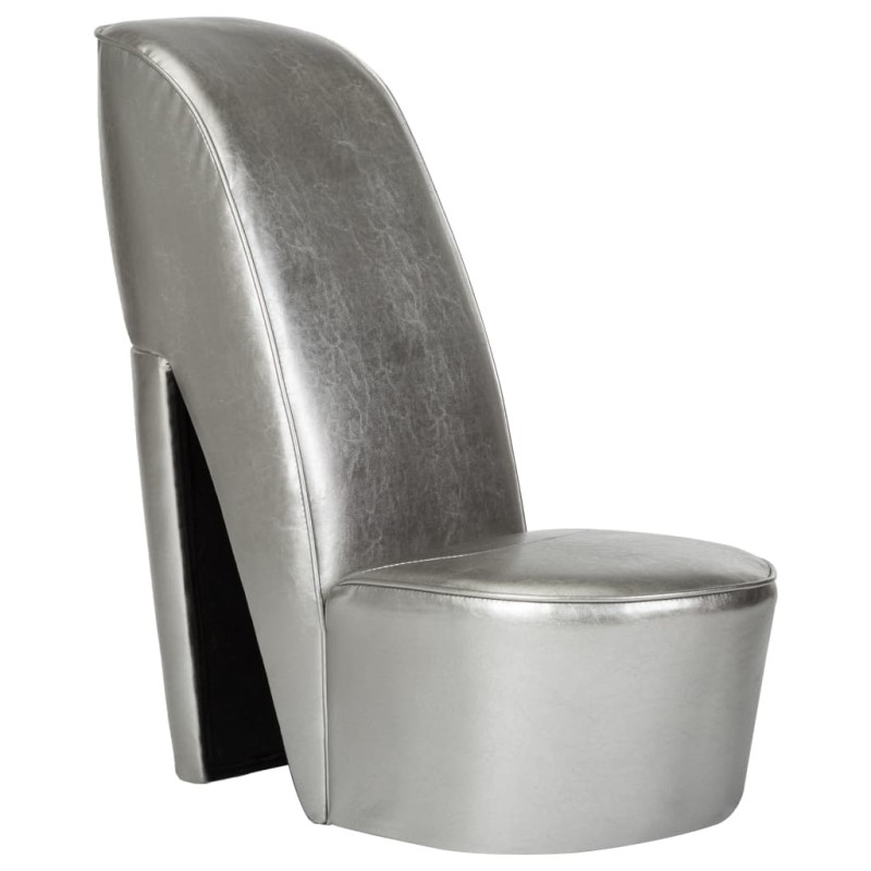 vidaXL Stuhl in Stöckelschuh-Form Silbern Kunstleder vidaXL Stuhl in Stöckelschuh-Form Silbern Kunstleder