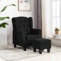 vidaXL Sessel mit Fußhocker Schwarz Stoff vidaXL Sessel mit Fußhocker Schwarz Stoff