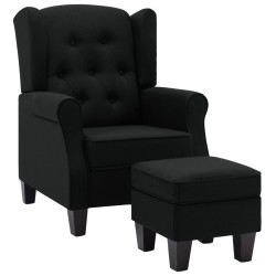 vidaXL Sessel mit Fußhocker Schwarz Stoff 