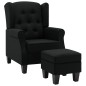 vidaXL Sessel mit Fußhocker Schwarz Stoff vidaXL Sessel mit Fußhocker Schwarz Stoff