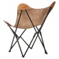 vidaXL Butterfly-Sessel Klappbar Braun Echtleder vidaXL Butterfly-Sessel Klappbar Braun Echtleder