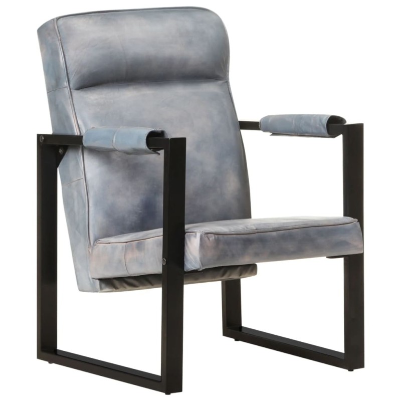 vidaXL Sessel 60x75x90 cm Grau Echtes Ziegenleder vidaXL Sessel 60x75x90 cm Grau Echtes Ziegenleder