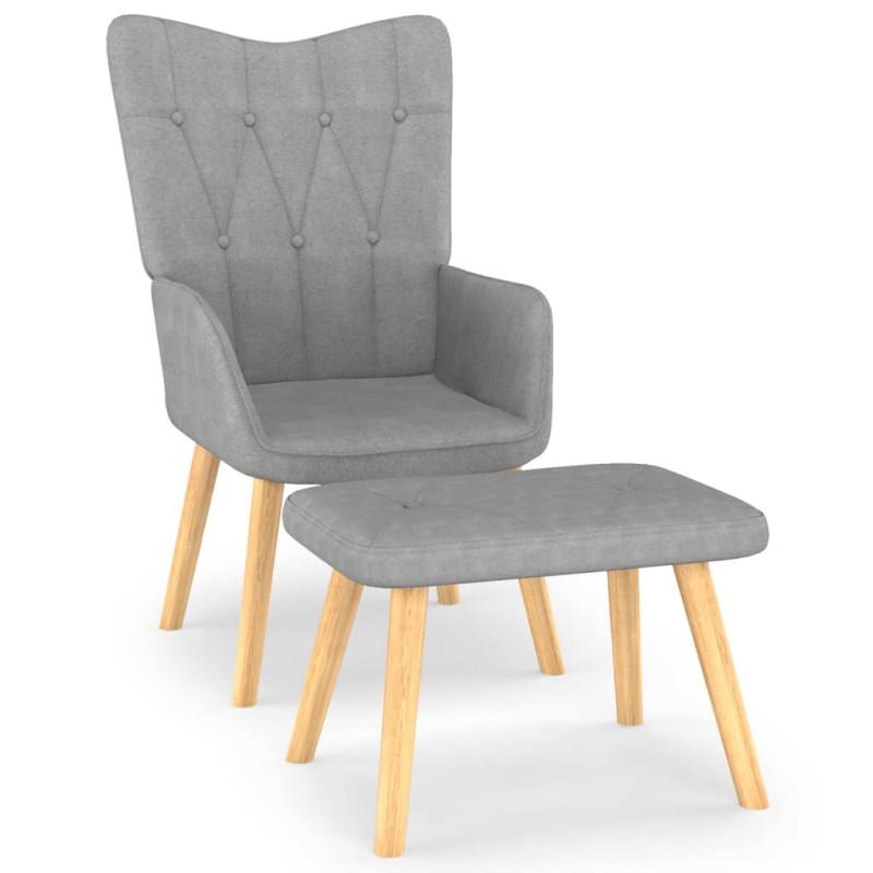 vidaXL Relaxsessel mit Hocker Hellgrau Stoff vidaXL Relaxsessel mit Hocker Hellgrau Stoff