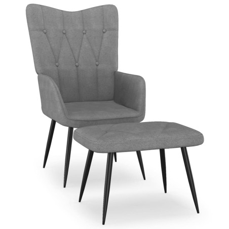 vidaXL Relaxsessel mit Hocker Dunkelgrau Stoff